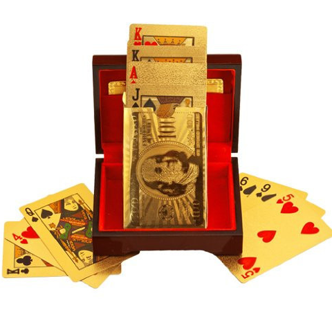 24K GOLD-PLATED PLAYING CARDS WITH CASE - jetlove