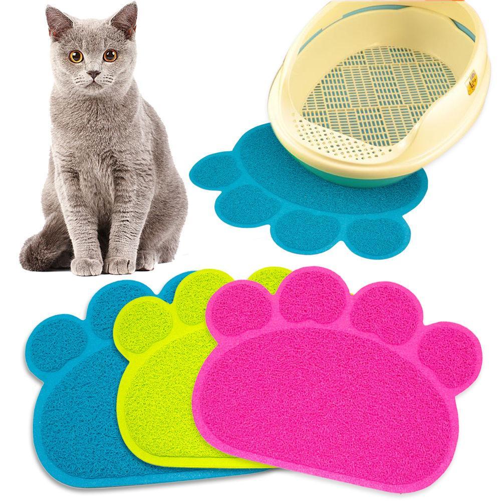 Paw Print Dog Cat Litter Mat Puppy Kitty Dish Feeding Bowl Placemat Tray Tidy Easy Cleaning Sleeping Pad Cama 3 Colors - jetlove