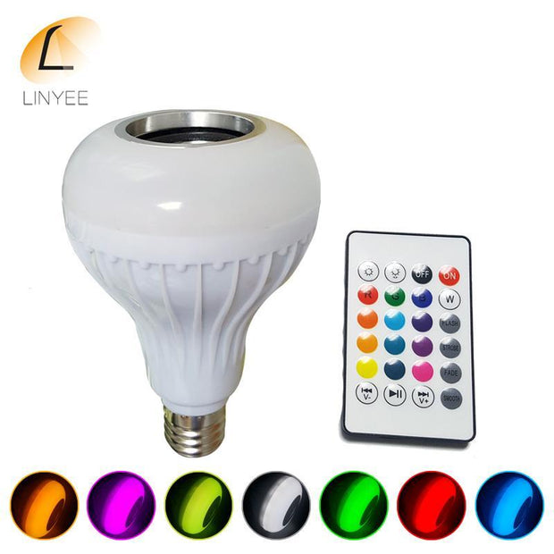 E27 Smart RGB RGBW Wireless Bluetooth Speaker Bulb Music Playing Dimmable LED Bulb Light Lamp with 24 Keys  Remote Control - jetlove