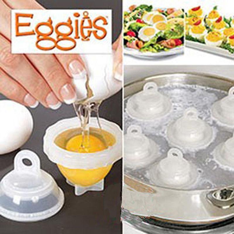 Hot 1 Set/7 Piece Hard Boil Egg Cooker 6 Eggies Without Shells With Bonus Egg White Separator Eggs Steamer Cooker Cooking Tools - jetlove