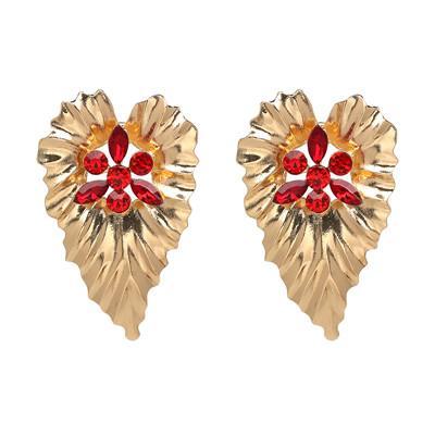 JUJIA 2018 Women Fashion Alloy Leaf Dangle Earrings Crystal Earrings Statement For Women Jewelry Brincos - jetlove