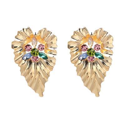 JUJIA 2018 Women Fashion Alloy Leaf Dangle Earrings Crystal Earrings Statement For Women Jewelry Brincos - jetlove