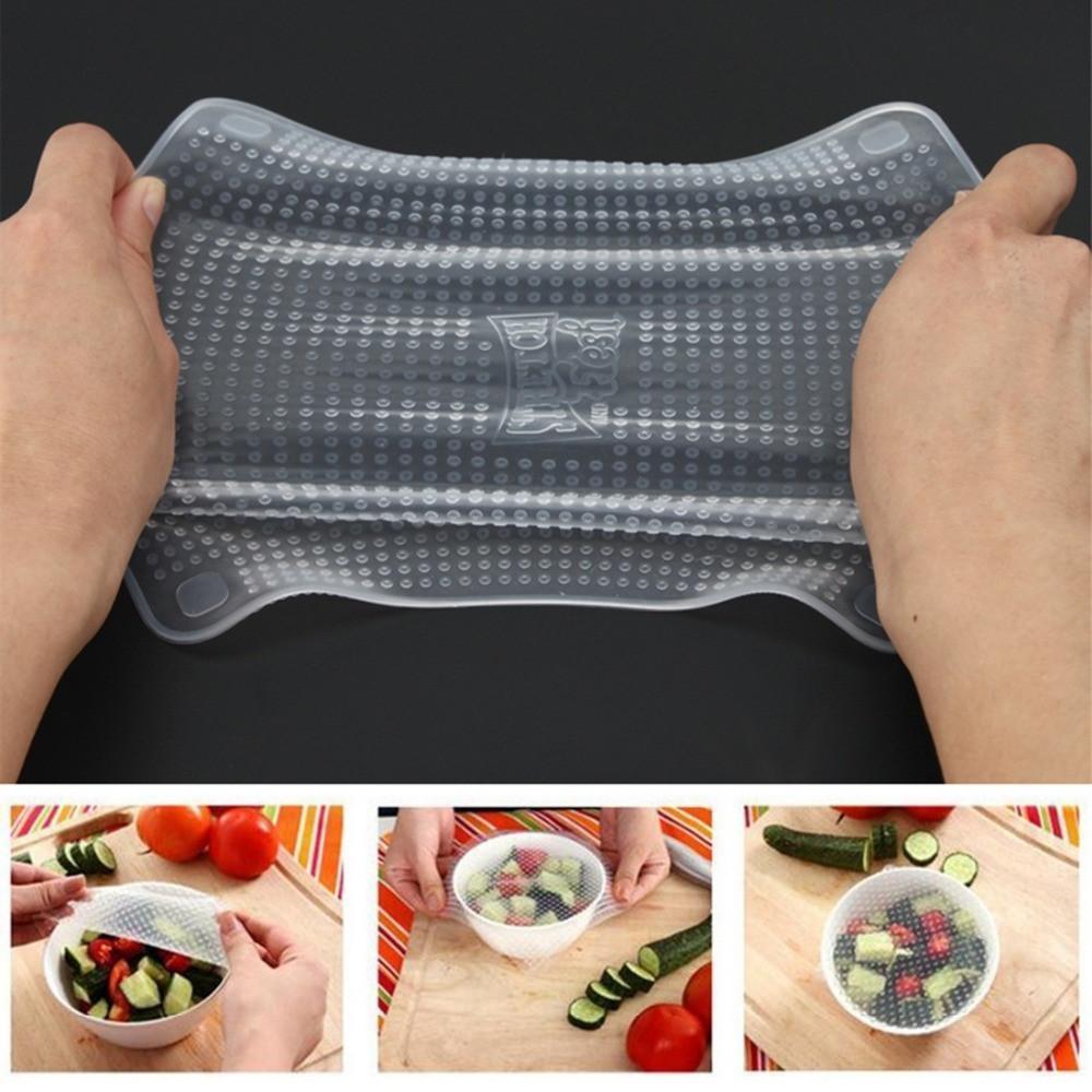 4 PCS REUSABLE STRETCHABLE SILICONE FOOD WRAPS - jetlove